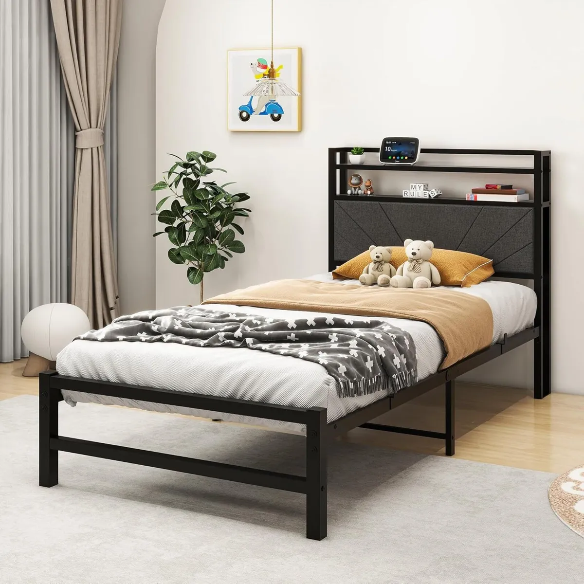 Upholstered Single Bed 90 x 200 cm With Slatted - Image 3