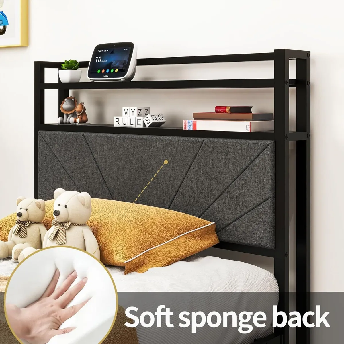 Upholstered Single Bed 90 x 200 cm With Slatted - Image 4