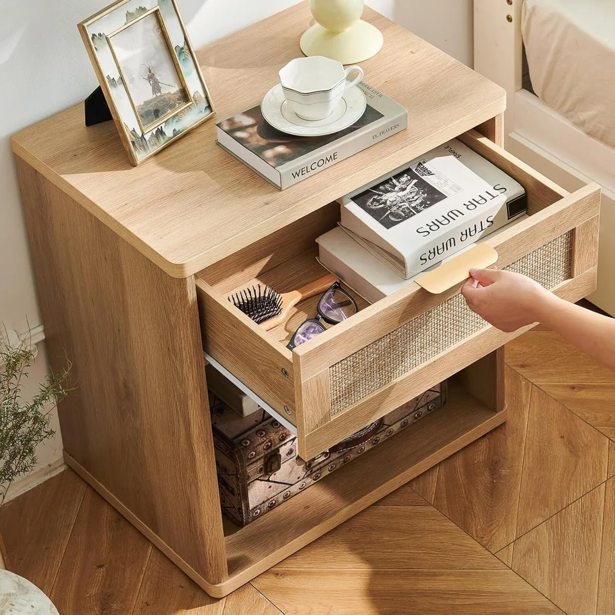 23 Wide Rattan Nightstand Boho Night Stand with - Image 3