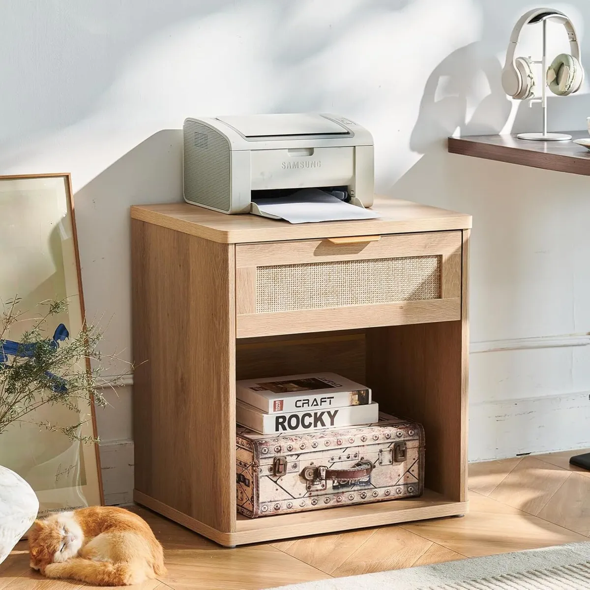 23 Wide Rattan Nightstand Boho Night Stand with - Image 4