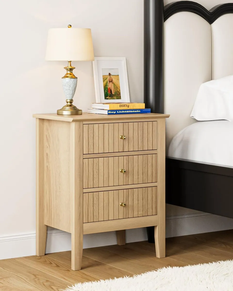 Bedside Cabinet with 3 Drawers Wooden Table - Image 1