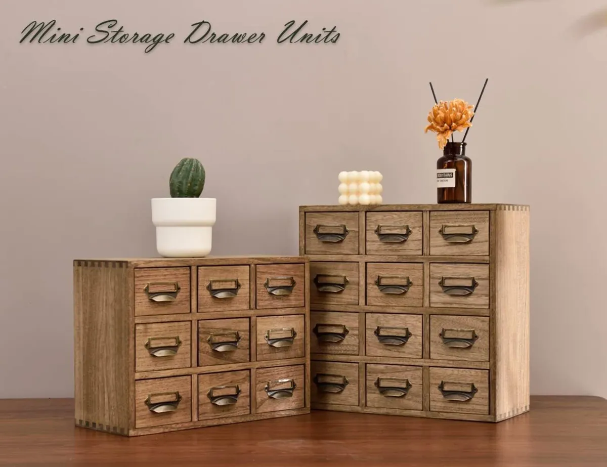 Wood Storage Drawer Units Desktop Organiser - Image 2