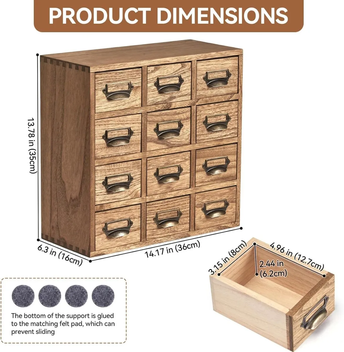 Wood Storage Drawer Units Desktop Organiser - Image 3