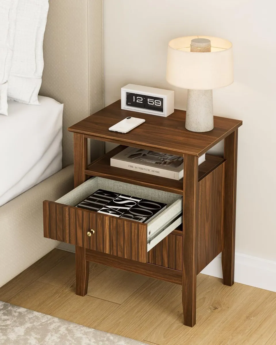 Bedside Table Chest of 2 Drawers Cabinet Wooden - Image 3