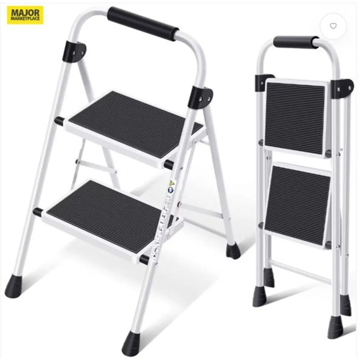 2 Step Ladder with Handrail – Folding Step Stool - Image 1