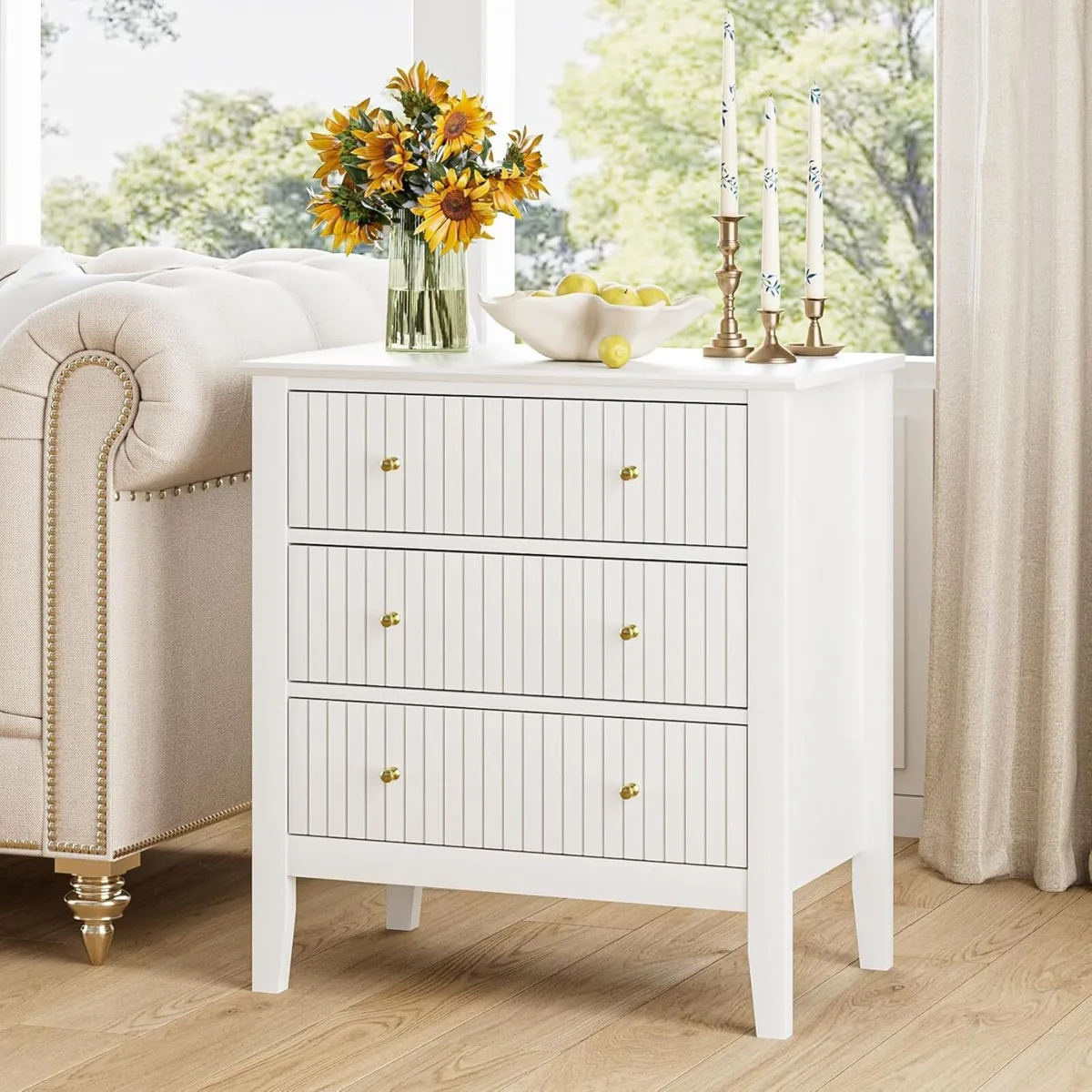 Large Bedside Table Bedroom 3 Drawer Chest of - Image 4