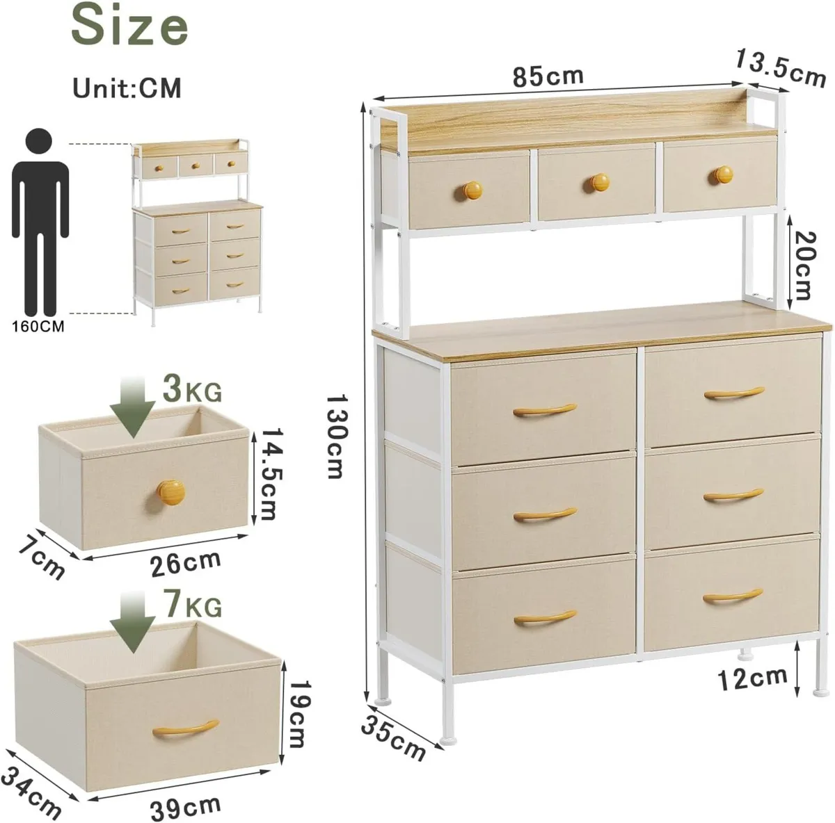 Chest of Drawers Bedroom Cabinet with Handles - Image 3