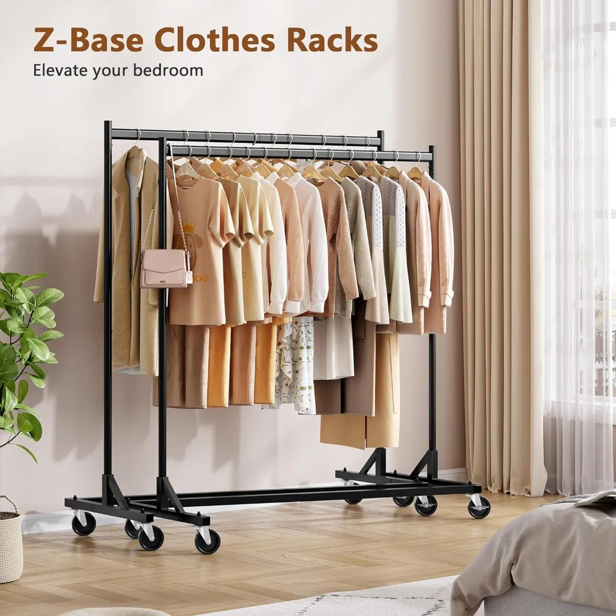 Z Rack Set of 2 Rolling Clothing Racks with - Image 4