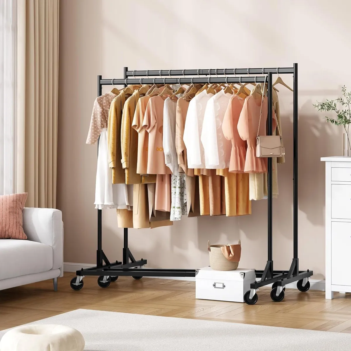 Z Rack Set of 2 Rolling Clothing Racks with - Image 2