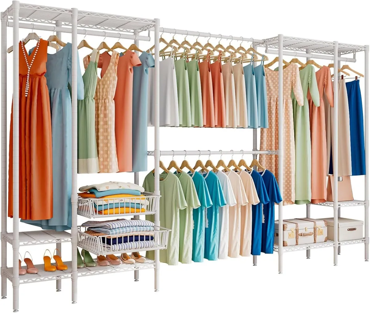Extendable Clothes Rails Coat Stand with Pull-out - Image 1