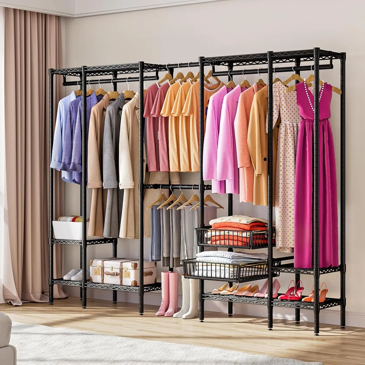 Extendable Clothes Rails Coat Stand with Pull-out - Image 2
