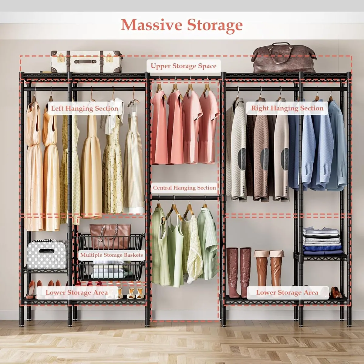 Extendable Clothes Rails Coat Stand with Pull-out - Image 4