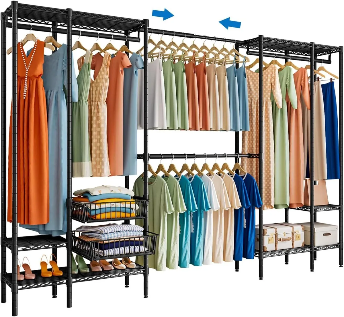 Extendable Clothes Rails Coat Stand with Pull-out - Image 1