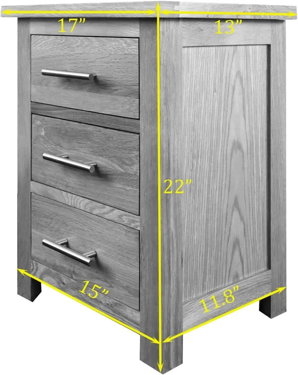 OAK Hard Wood Bedside Table in Light Lacquer - Image 3