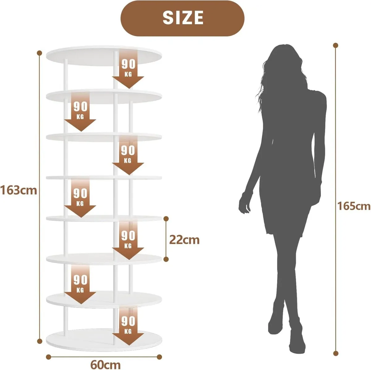 360degrees Rotating Shoe Rack 7-Tier Storage - Image 2
