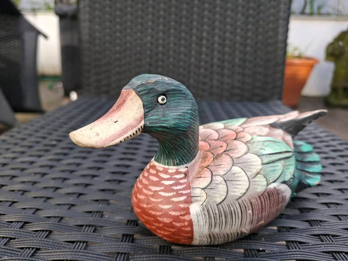 Vintage Hand-carved and Painted Wooden Duck - Image 2