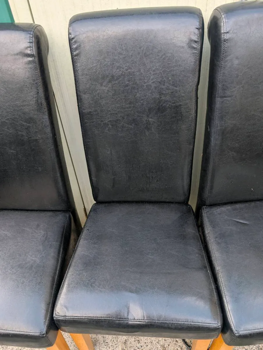 4 black leather  dining room chairs - Image 3
