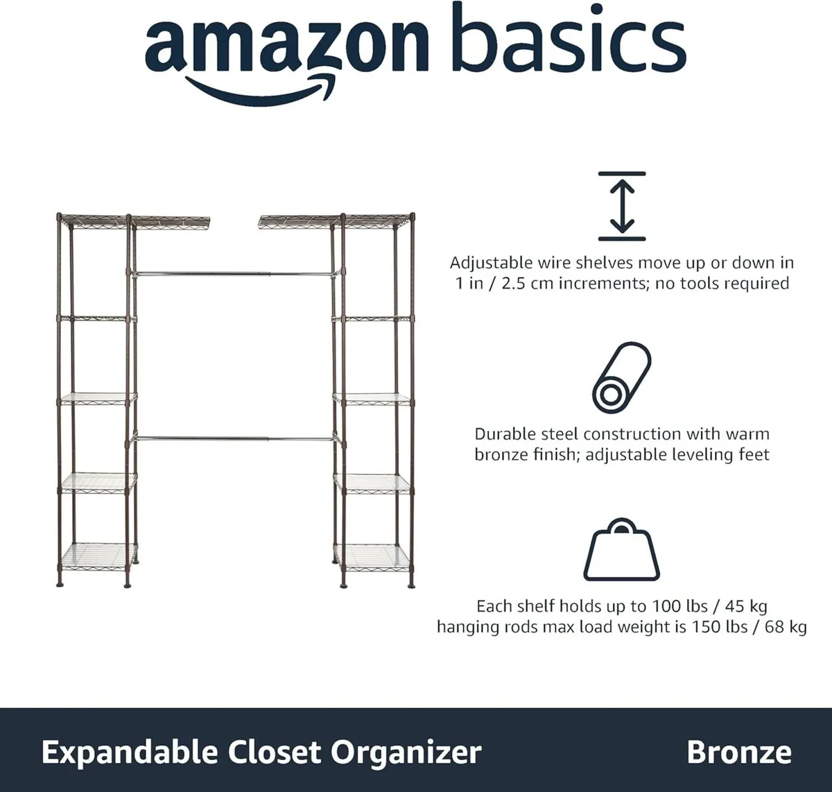 Expandable Wardrobe and Closet Organiser / Rail - Image 4