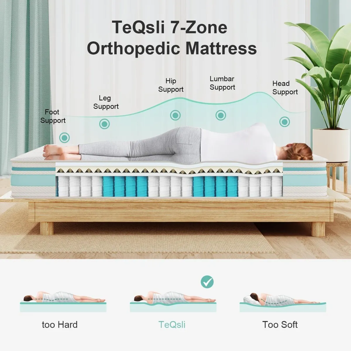 Single Mattress 3FT 7-Zone Gel Memory Foam 10 - Image 4