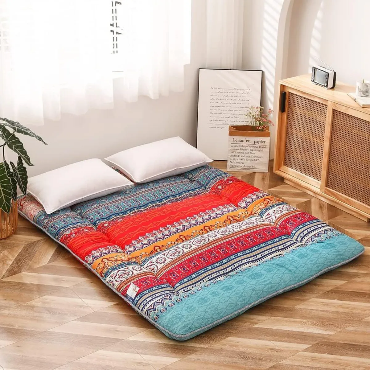Bohemian Retro Floor Mattress Vintage Floral - Image 4