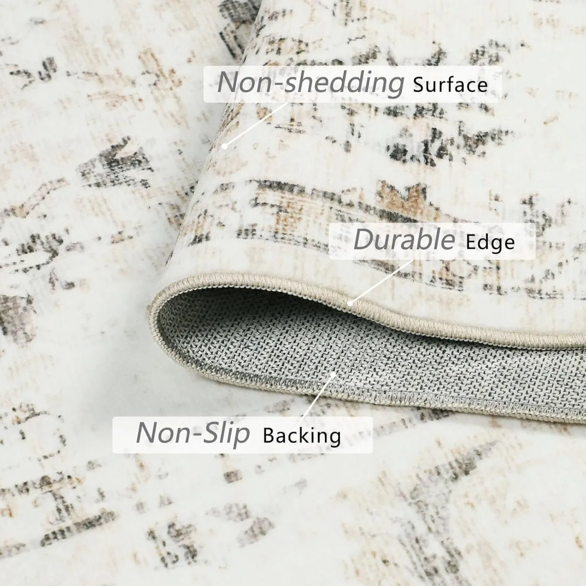 Beige Rugs Living Room 160x230cm Distressed - Image 2