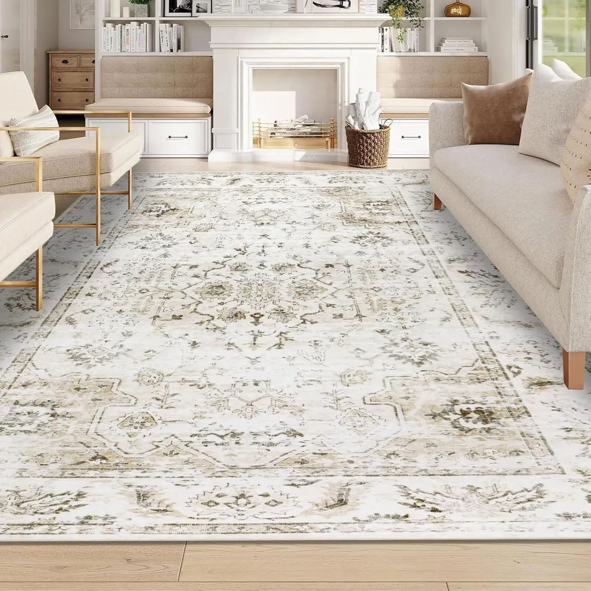 Beige Rugs Living Room 160x230cm Distressed - Image 1