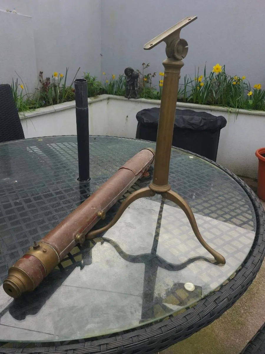 Antique Brass and leather Telescope with stand - Image 4