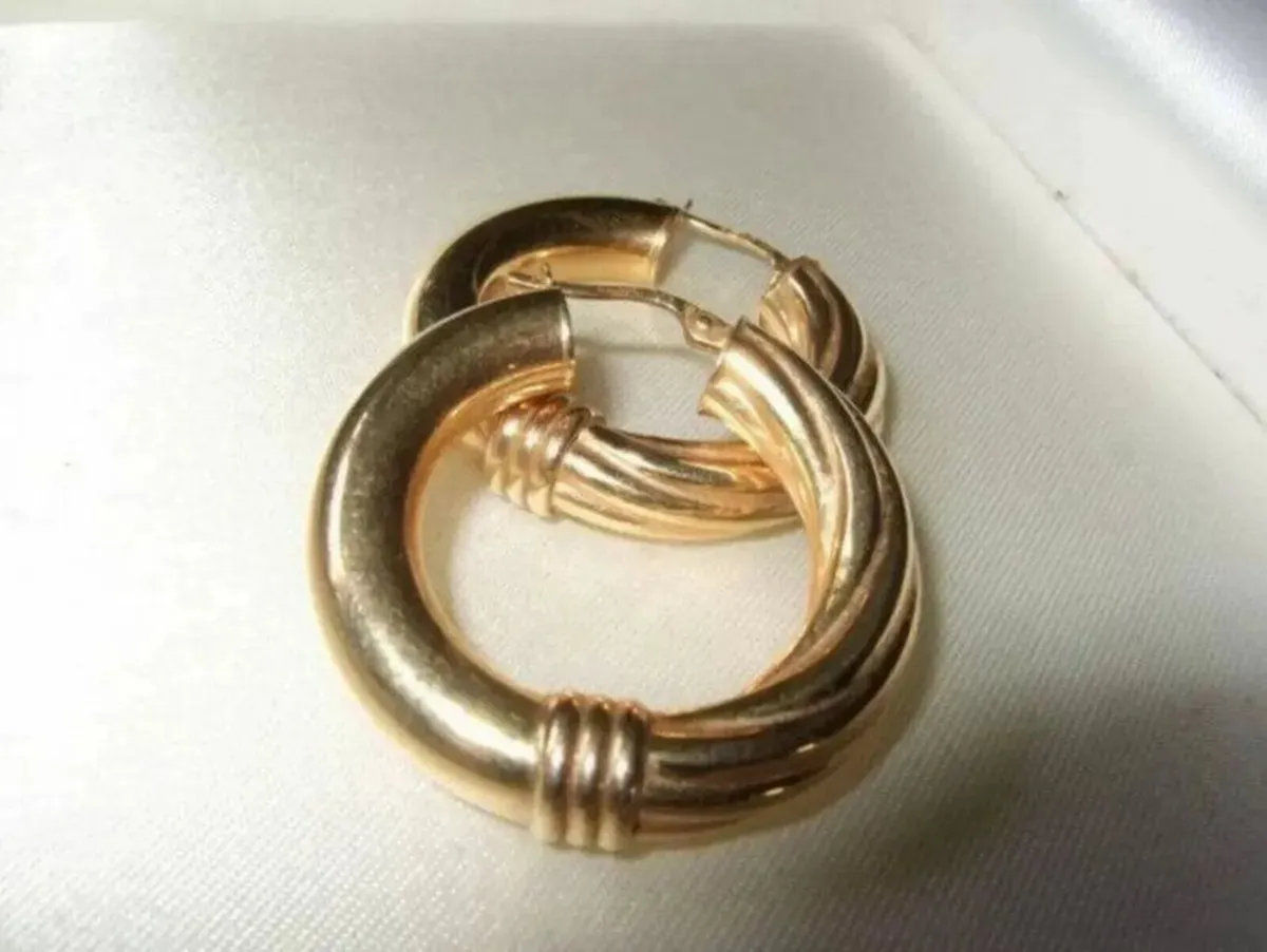 Vintage Hallmarked 9ct Gold Hoops - Image 1