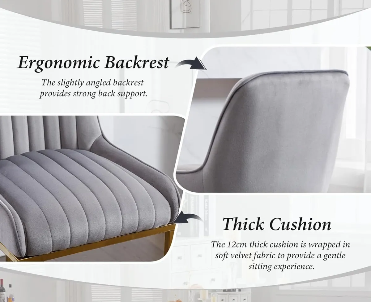 2 X Bar stools Velvet Luxurious Comfort & Sleek St - Image 2