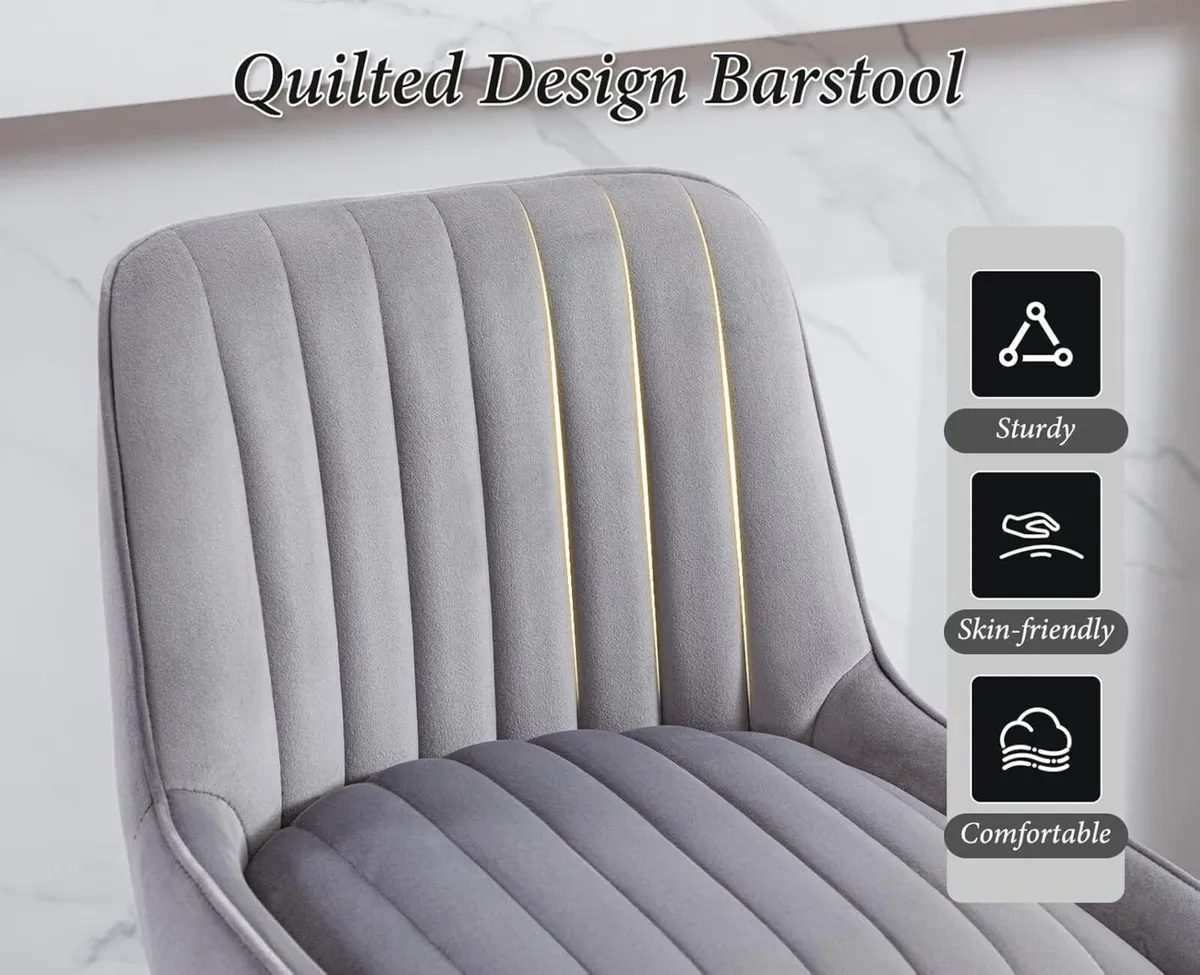 2 X Bar stools Velvet Luxurious Comfort & Sleek St - Image 3