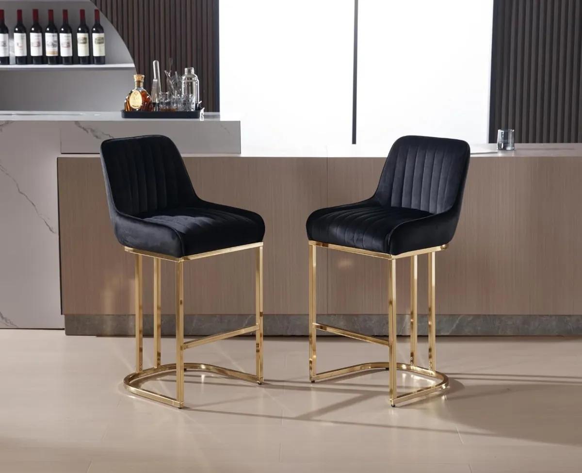 2 X Bar stools Velvet Luxurious Comfort & Sleek St - Image 4