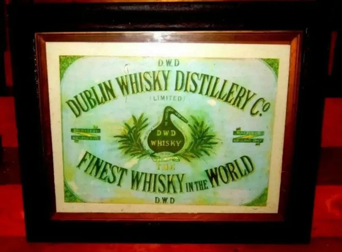 Vintage D.W.D. Dublin Whisky Distillery Framed Ad - Image 1