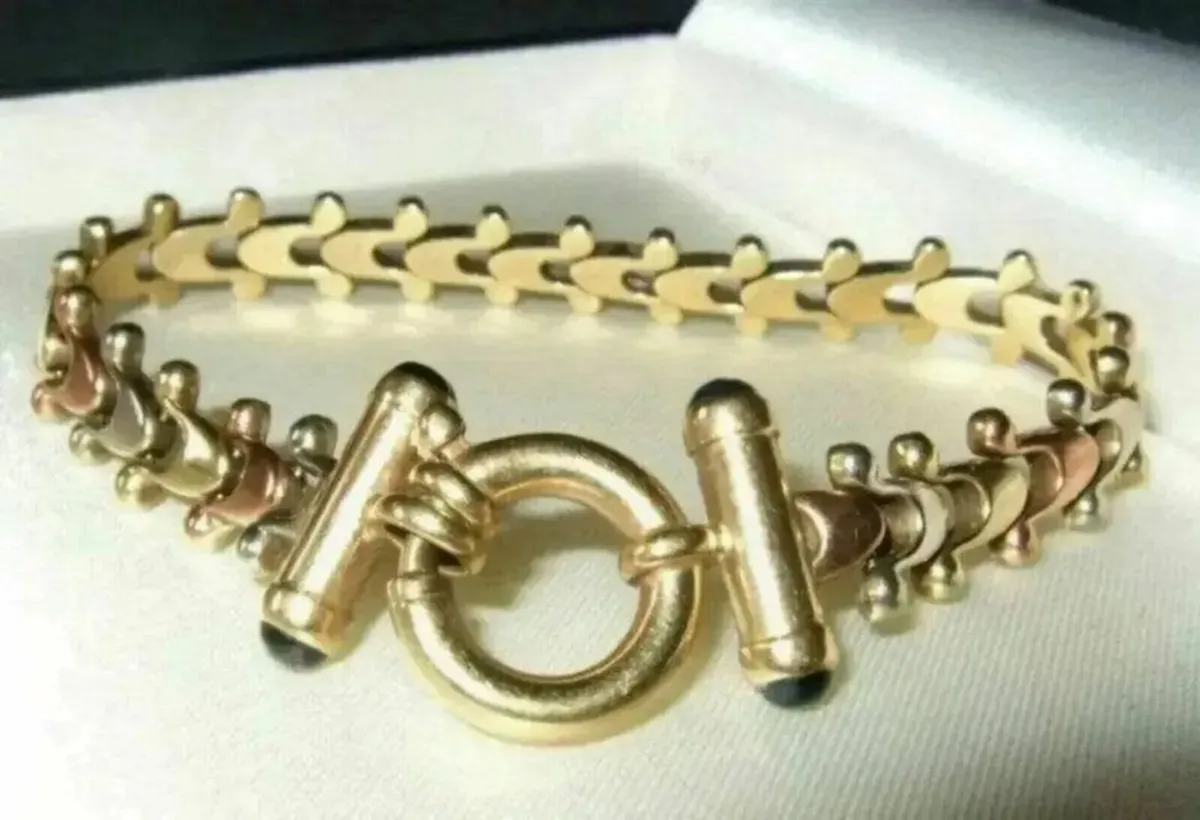 Vintage Hallmarked 9ct Gold - 3 Col' Gold Bracelet - Image 3