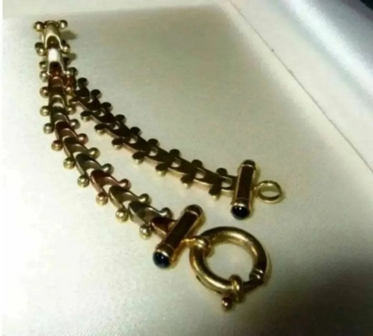 Vintage Hallmarked 9ct Gold - 3 Col' Gold Bracelet - Image 4