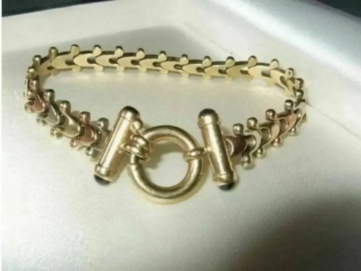 Vintage Hallmarked 9ct Gold - 3 Col' Gold Bracelet - Image 2
