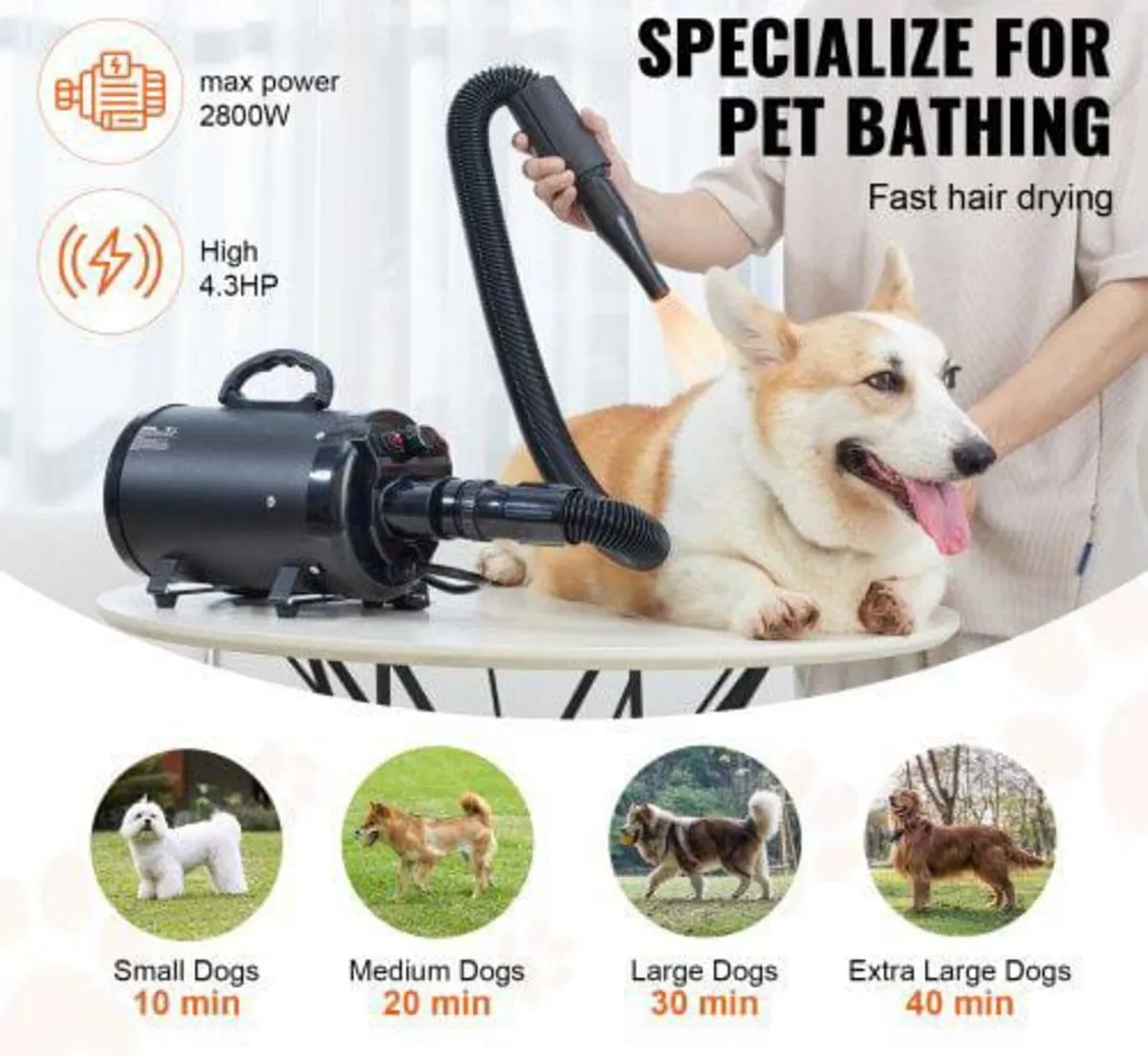 Dog Dryer, 2000W/2.7HP Dog Blow Dryer, Pet Groomin - Image 4