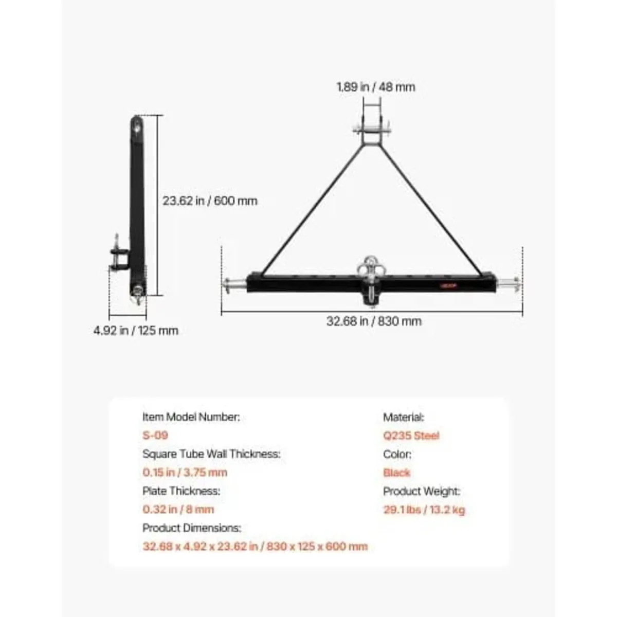3 Point Trailer Hitch with Trailer Ball, 3 Pt Quic - Image 4