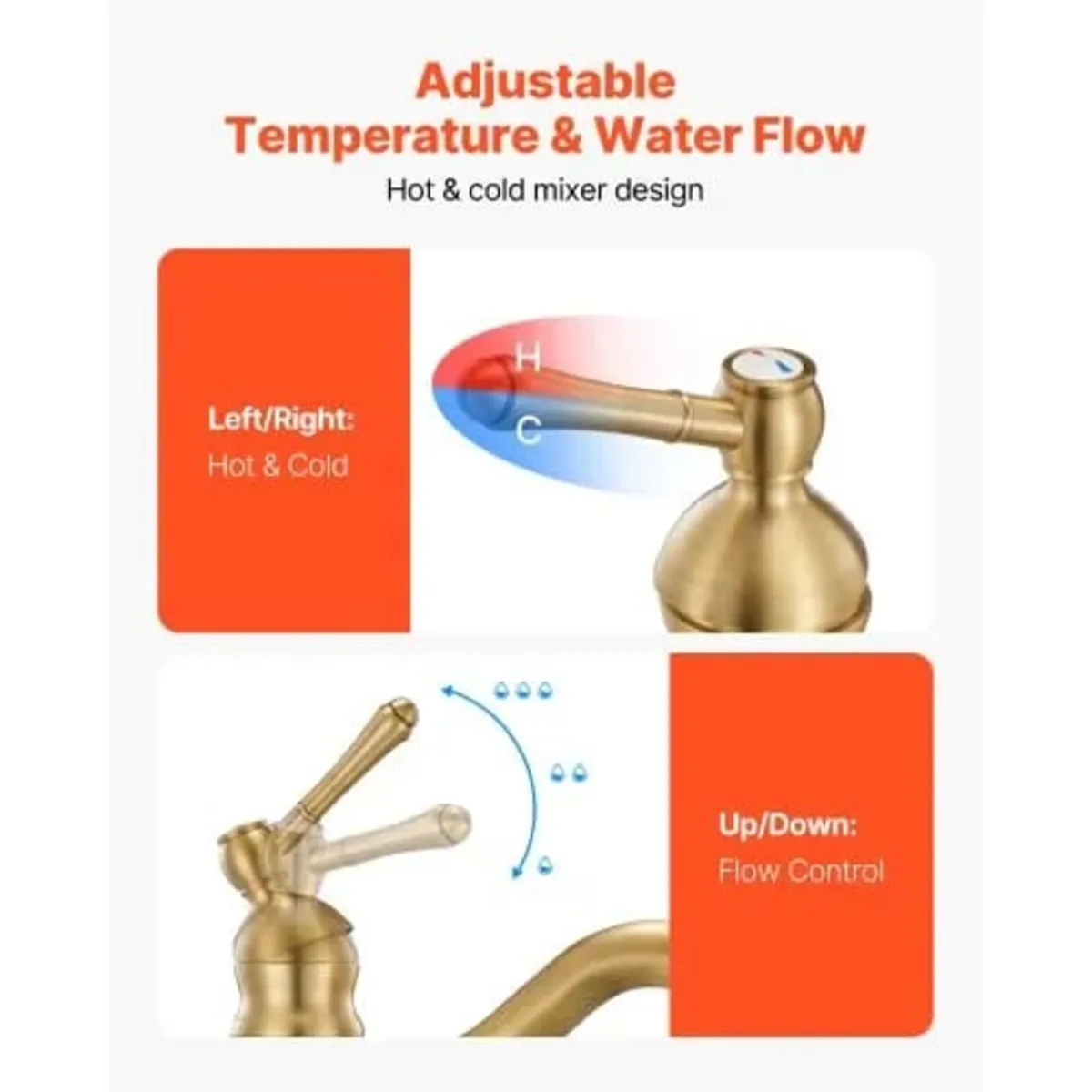 Sink Faucet, Solid Brass Single Handle Kitchen Fau - Image 3