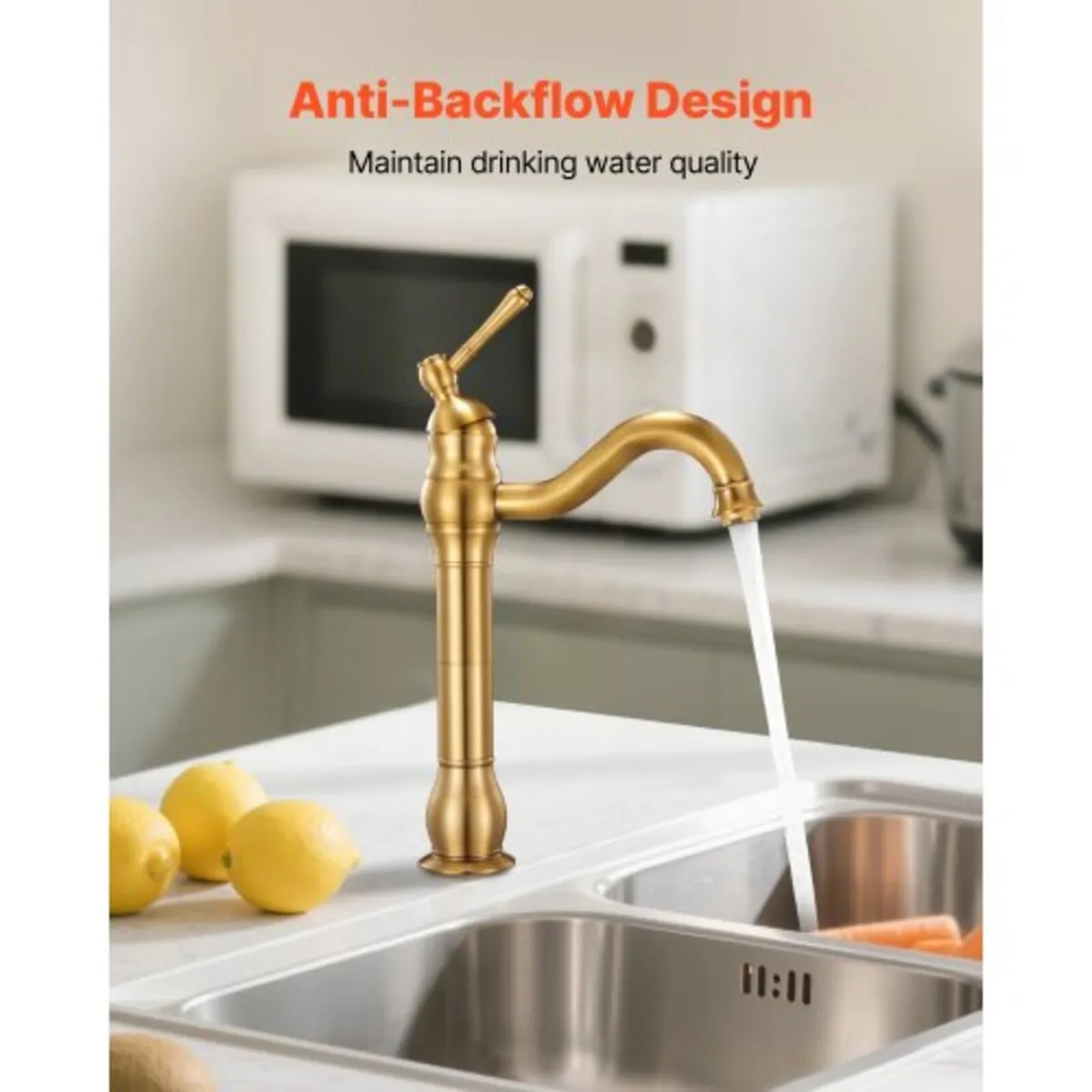 Sink Faucet, Solid Brass Single Handle Kitchen Fau - Image 2
