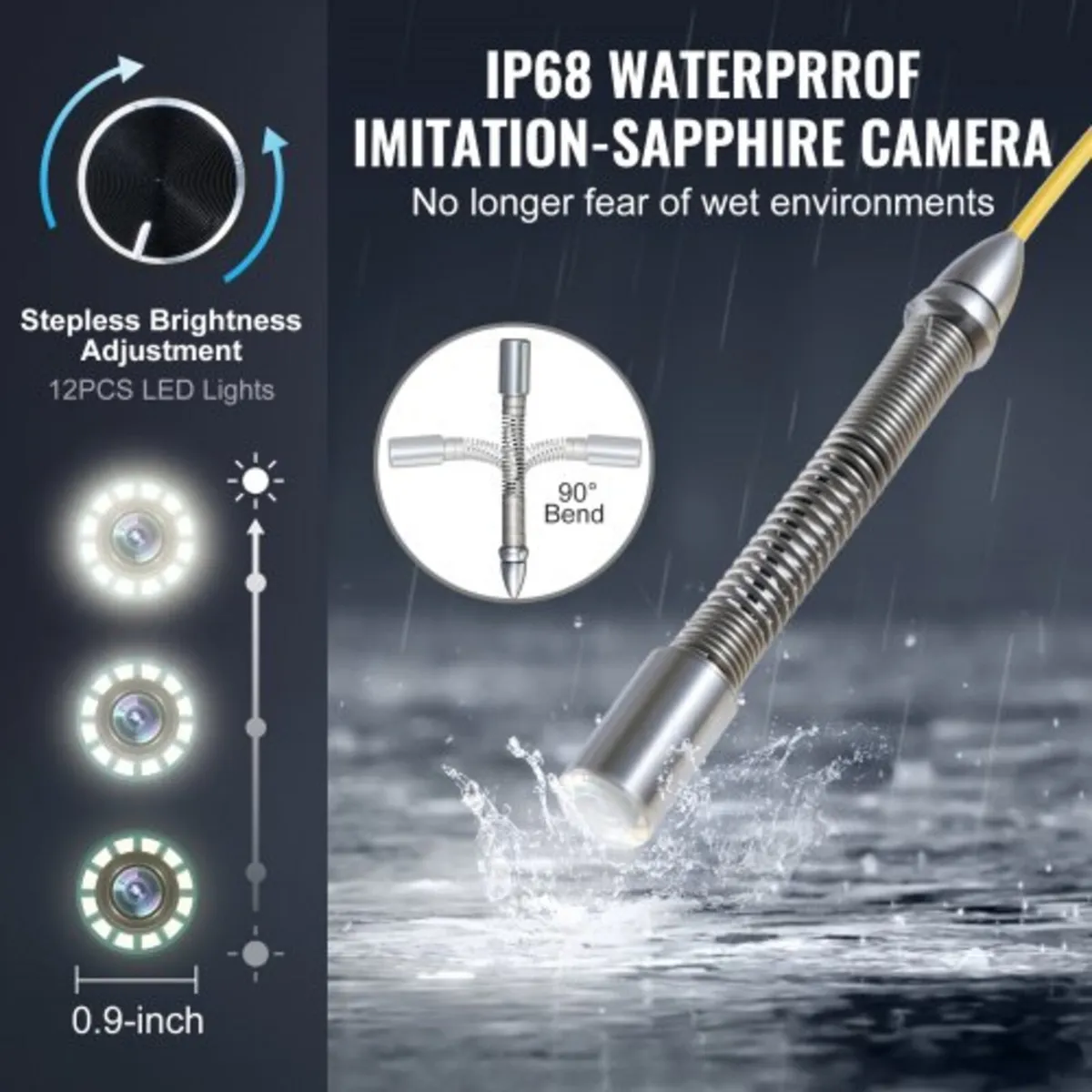 Sewer Camera with 512Hz Locator, 98 ft/30 m, Self- - Image 2