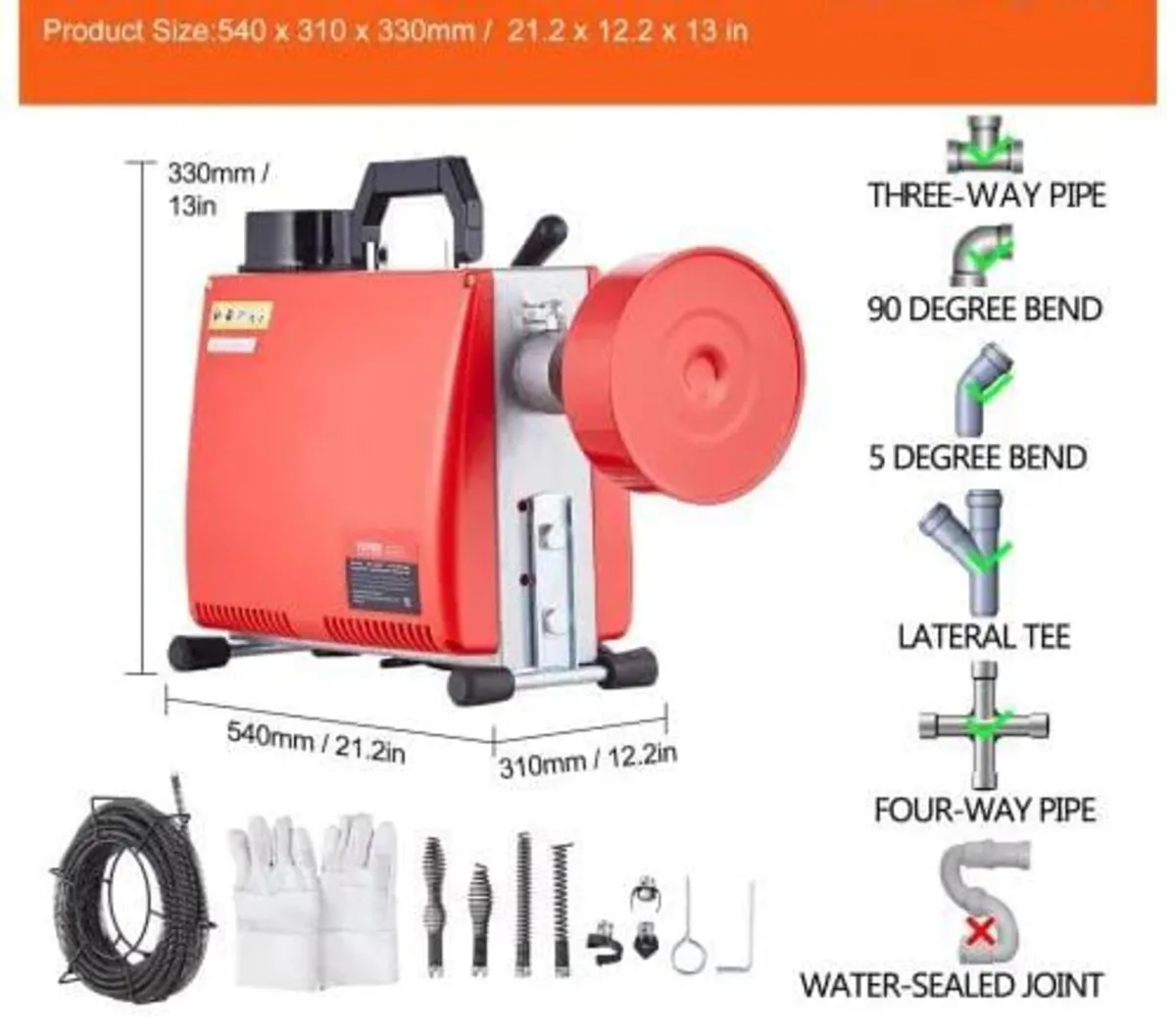 Drain Cleaner Machine 20m x 16mm 250W Sewer Snake - Image 4