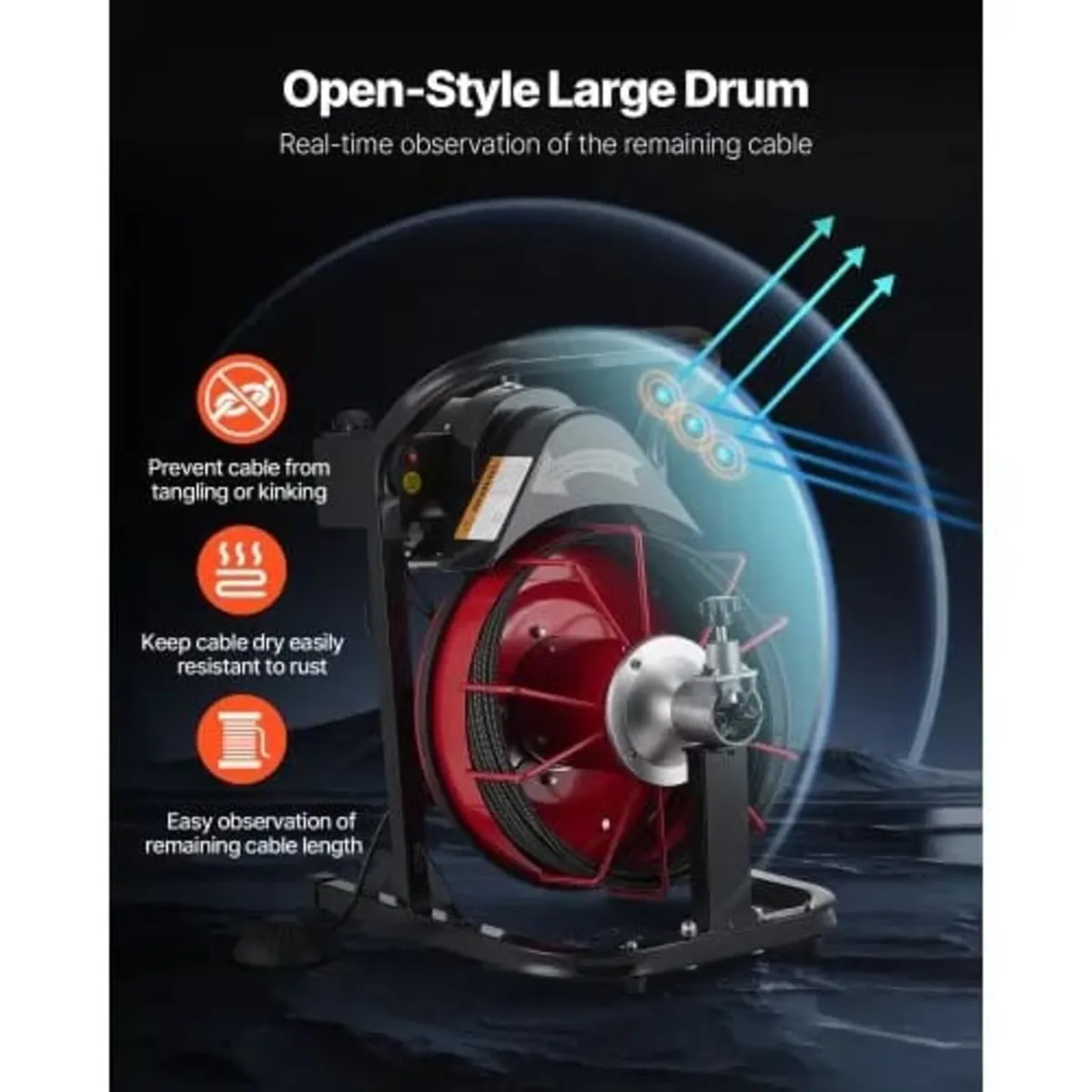 Drain Cleaner Machine 15m x 8mm, Auto Feed Sewer S - Image 3