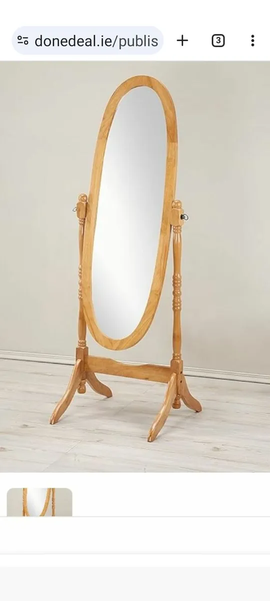 Full length Oak Cheval bedroom mirror - Image 1