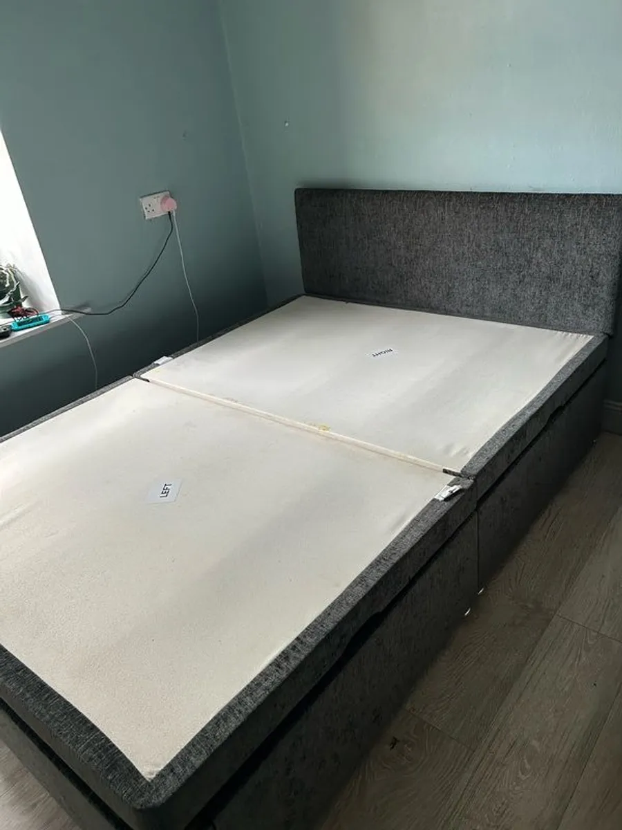 Double Divan Bed with storage (charcoal) - Image 1