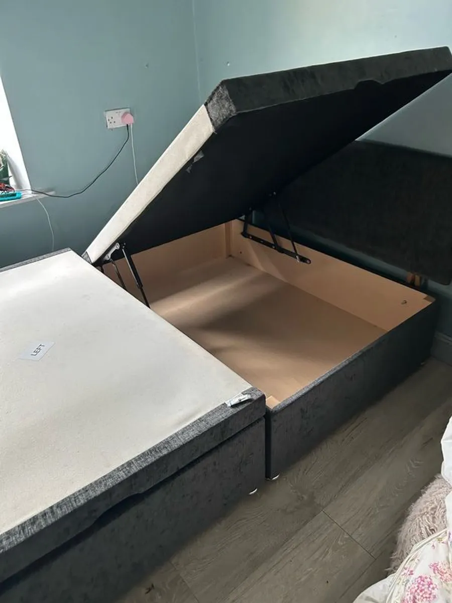 Double Divan Bed with storage (charcoal) - Image 2