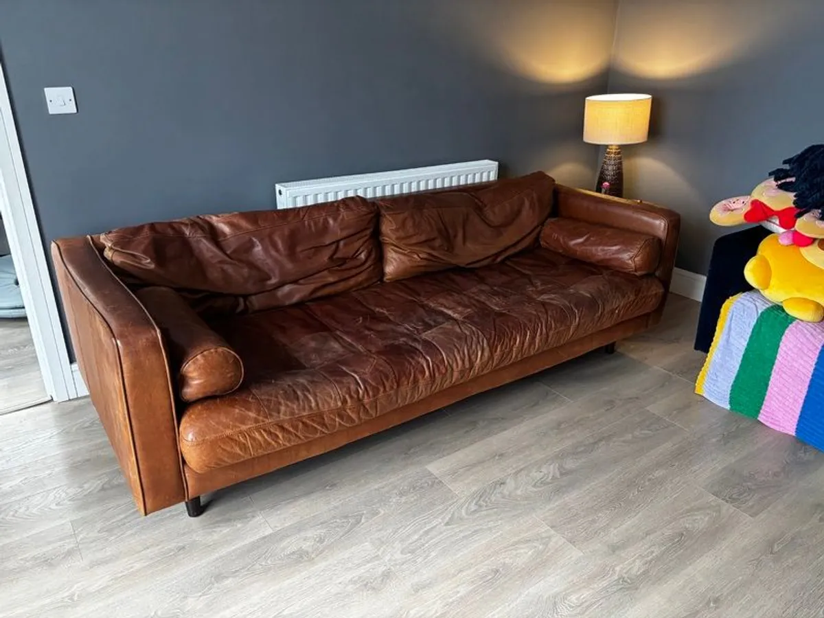 3 seater leather sofa - Image 1