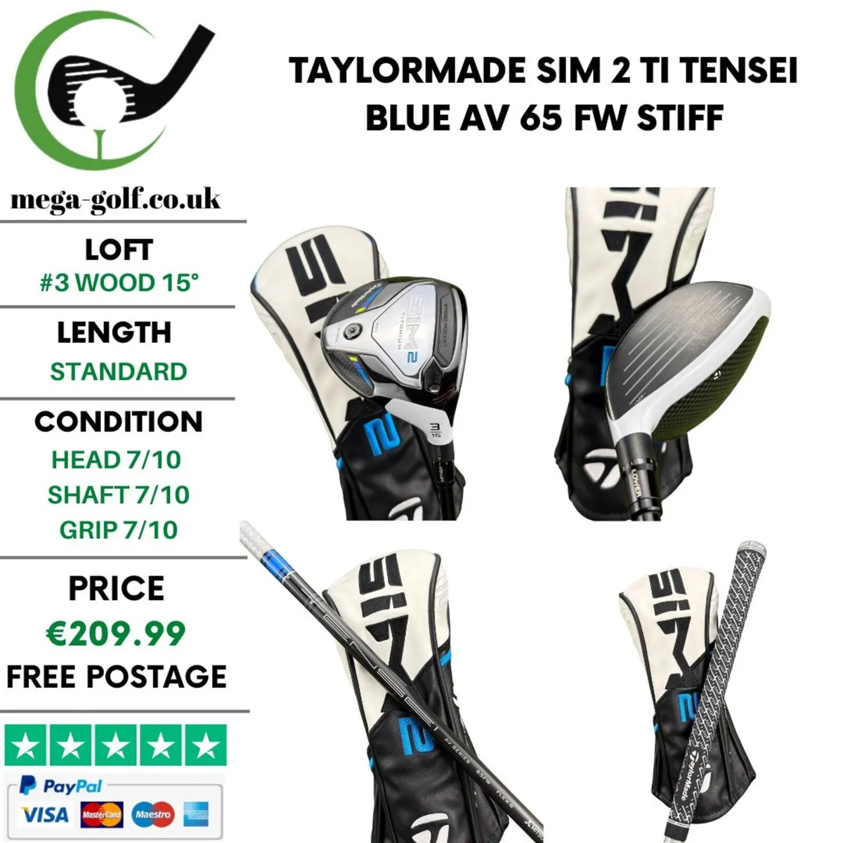 Taylormade Sim 2 Ti #3 Wood 15° / Stiff - Image 1