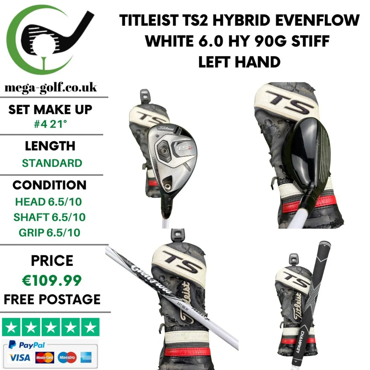 Titleist TS2 Hybrid / #4 21° / Stiff / Left Hand - Image 1