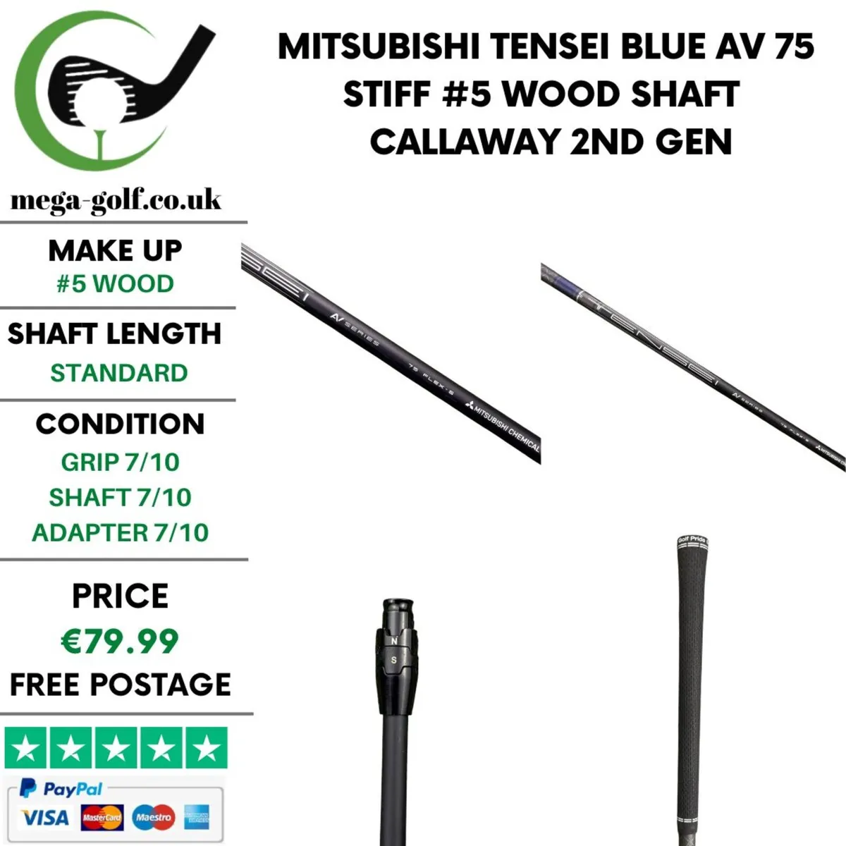 Mitsubishi Tensei Blue AV 75 Stiff #5 Wood Shaft - Image 1