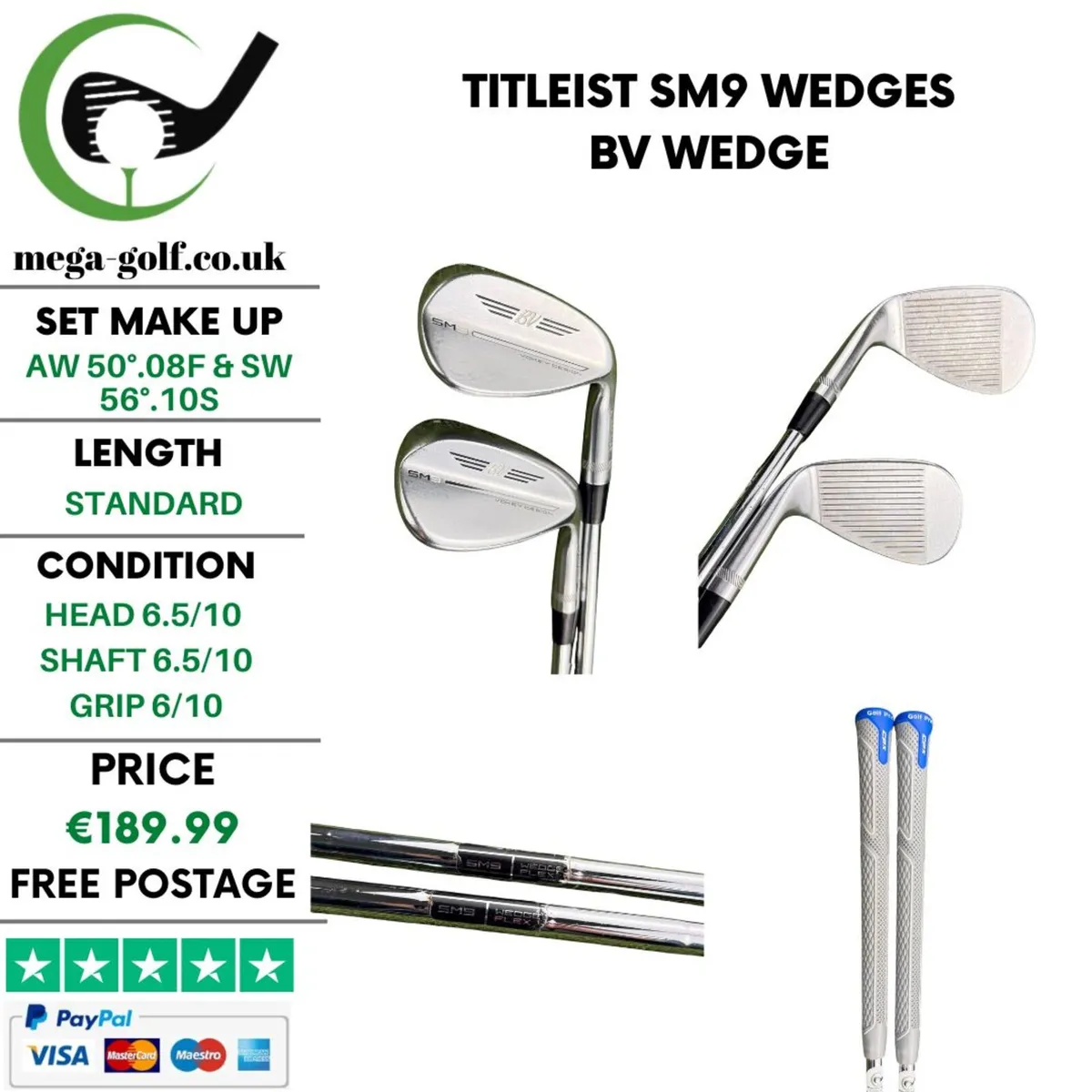 Titleist SM9 Wedges Aw 50°.08F & Sw 56°.10S /Wedge - Image 1